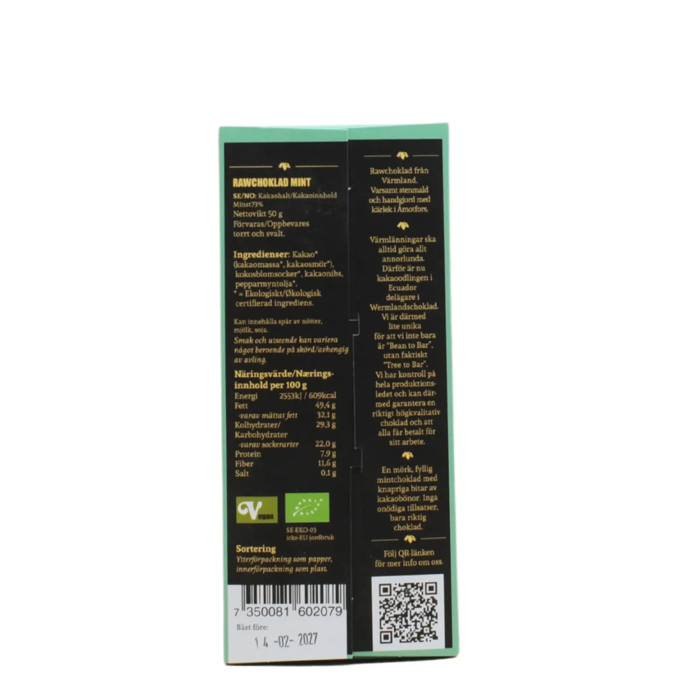 Choklad RAW Mint&Nibs 50g