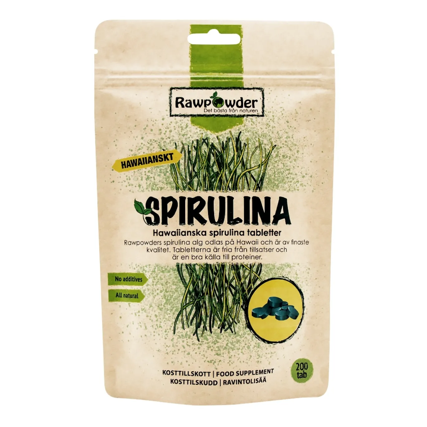 Spirulina Hawaii 200 tabletter